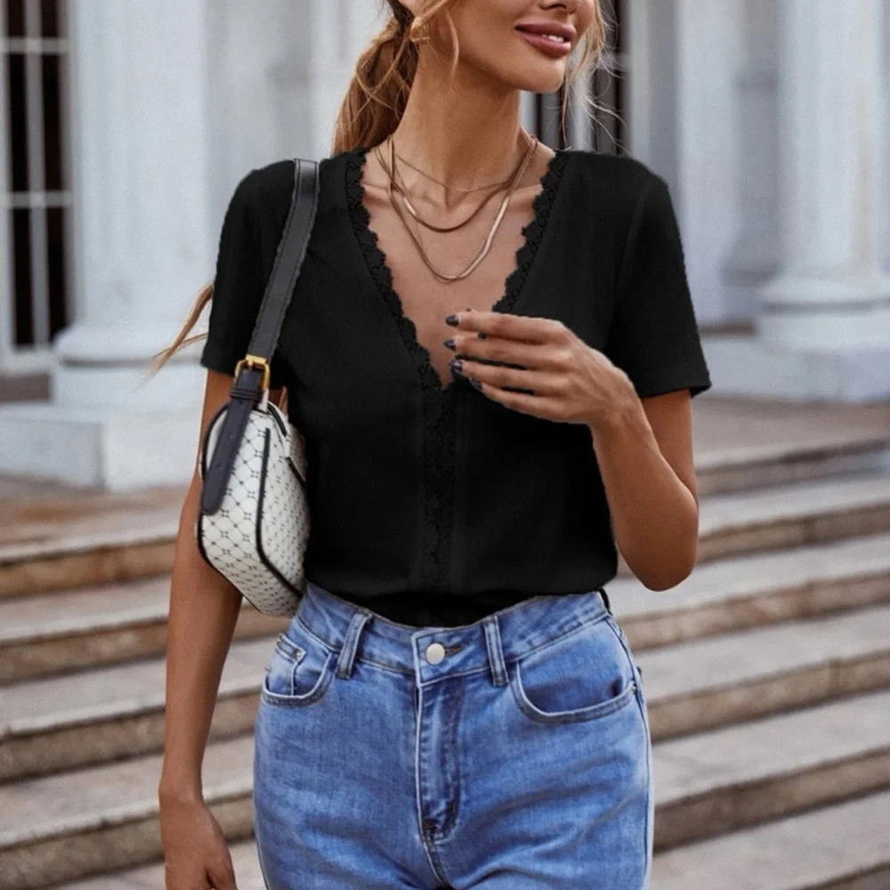 Plunging Neck Tee - Picture 1 of 3